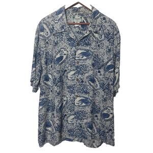 Vintage Kamehameha Hawaiian Shirt Hula Girls Ukulelele Floral Men’s Sz XL Blue